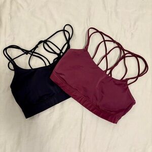All in Motion Strappy Sports Bra Set - Black and Burgundy